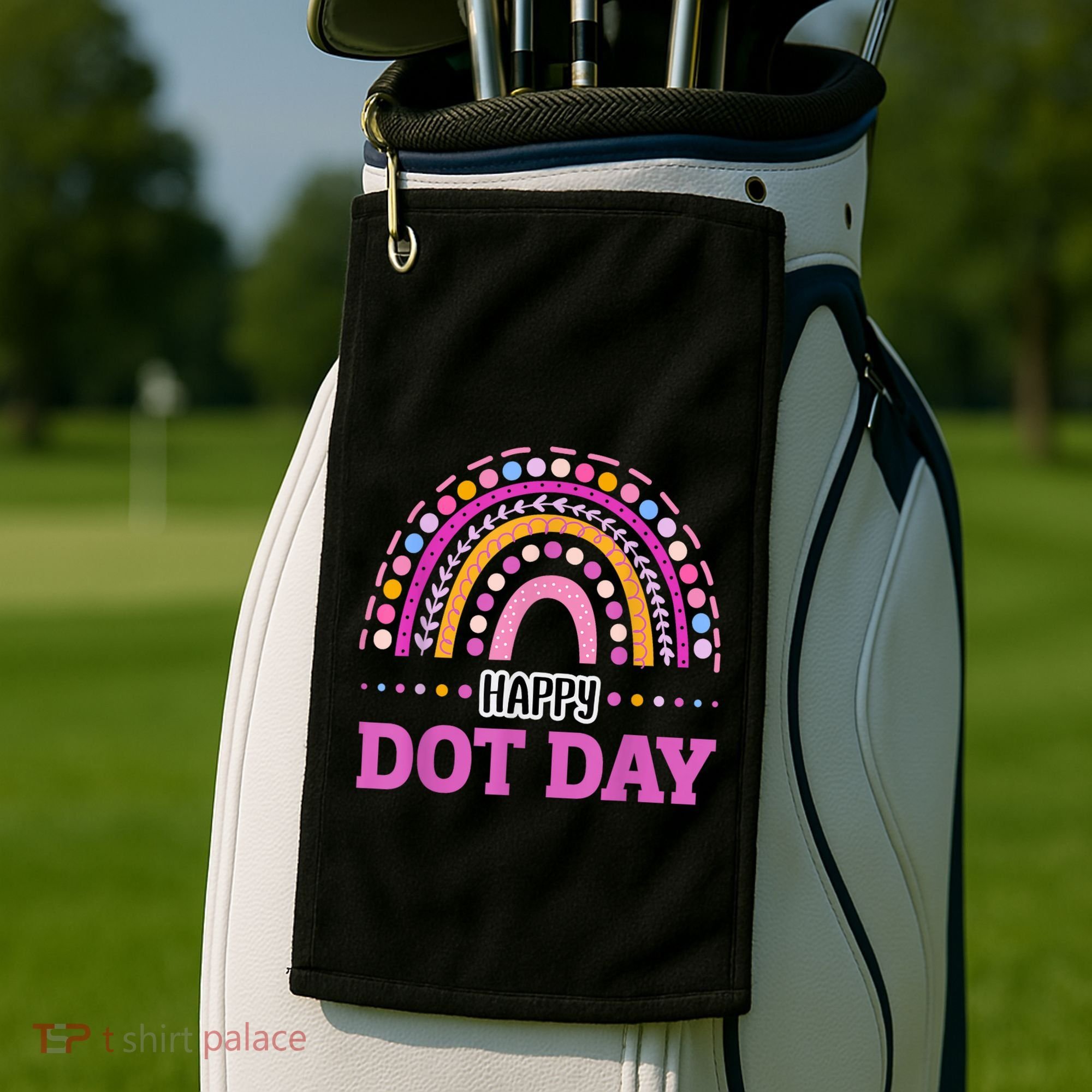 Boho Rainbow Happy Dot Day September 15th Gift Golf Towel