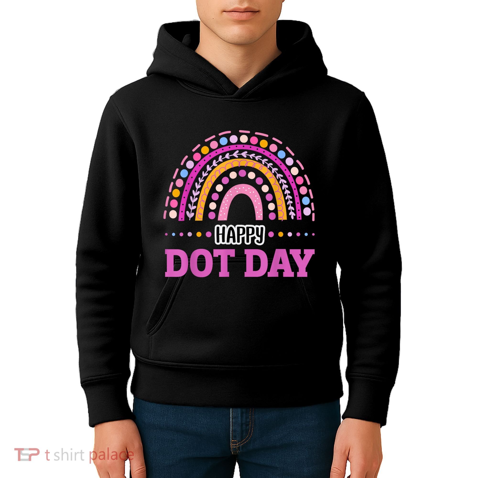 Boho Rainbow Happy Dot Day September 15th Gift Kids Hoodie