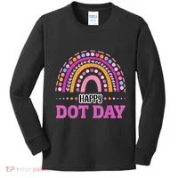 Boho Rainbow Happy Dot Day September 15th Gift Kids Long Sleeve Shirt thumb 0