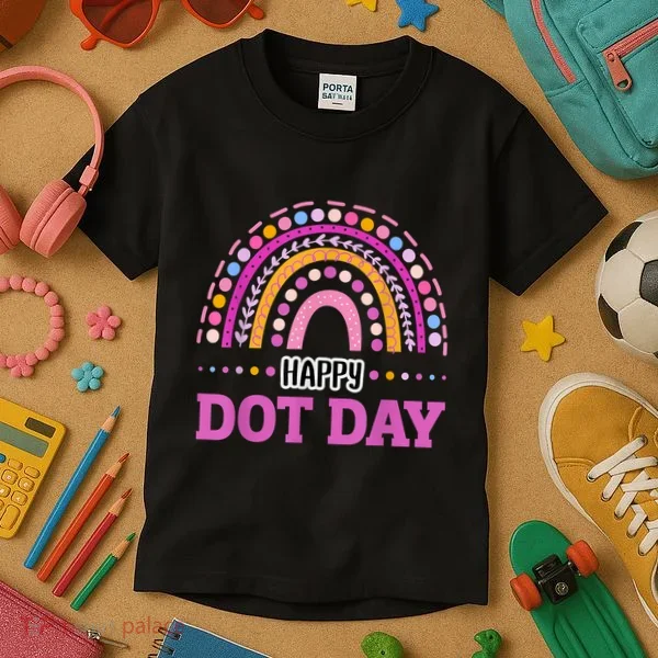 Boho Rainbow Happy Dot Day September 15th Gift Kids T-Shirt