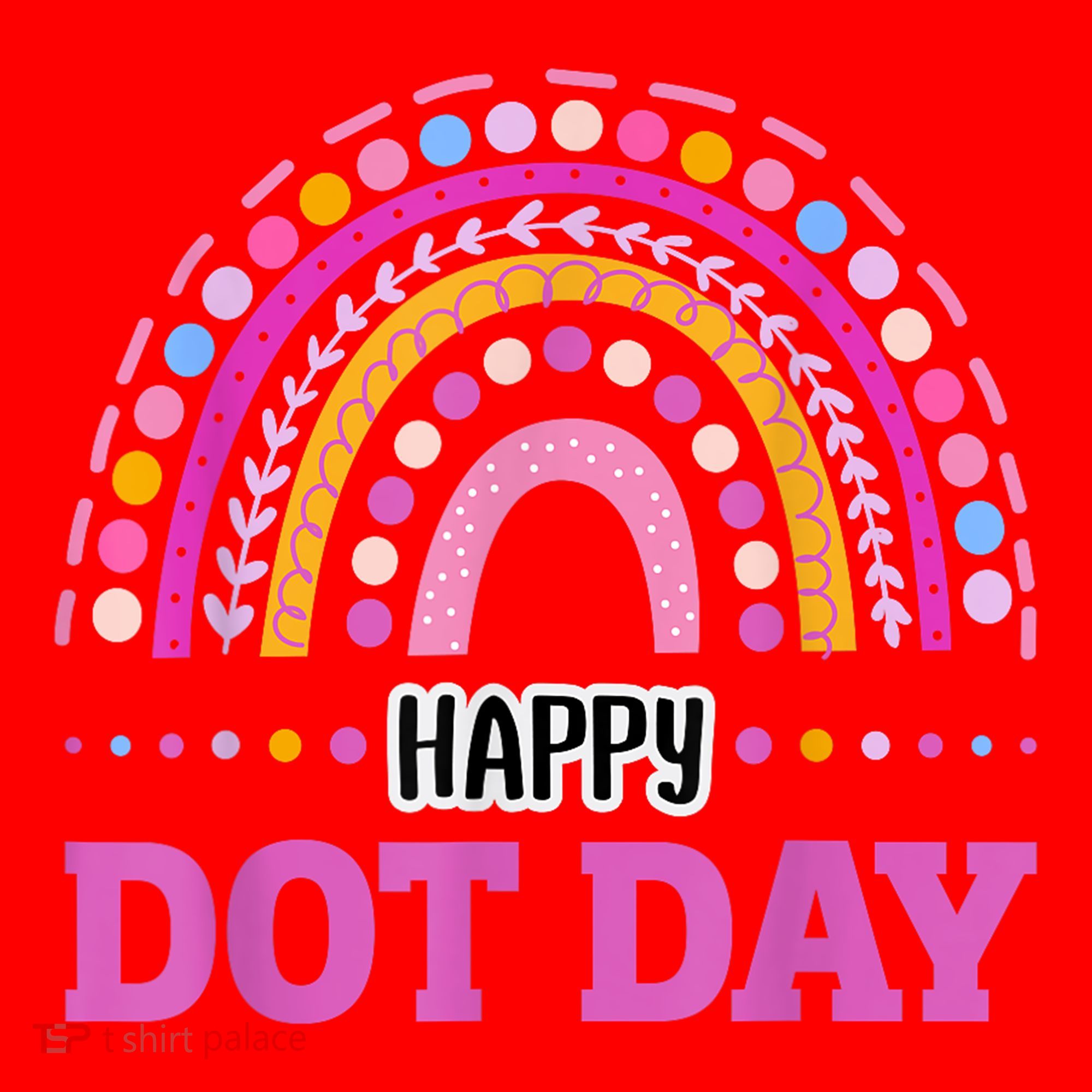 Boho Rainbow Happy Dot Day September 15th Gift Santa Hat