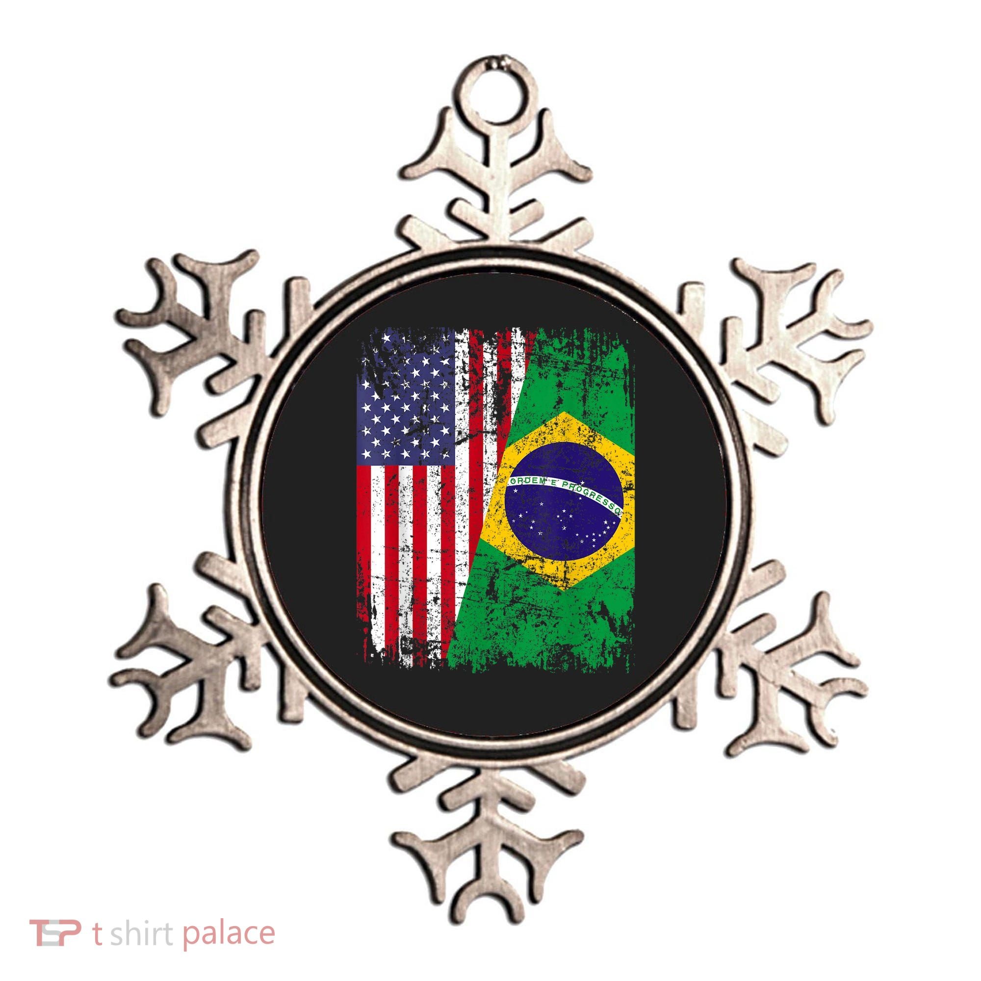 BRAZILIAN ROOTS | Half American Flag | BRAZIL Ornament