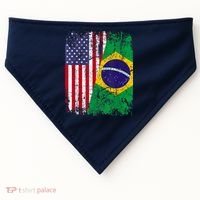BRAZILIAN ROOTS | Half American Flag | BRAZIL USA-Made Doggie Bandana thumb 0