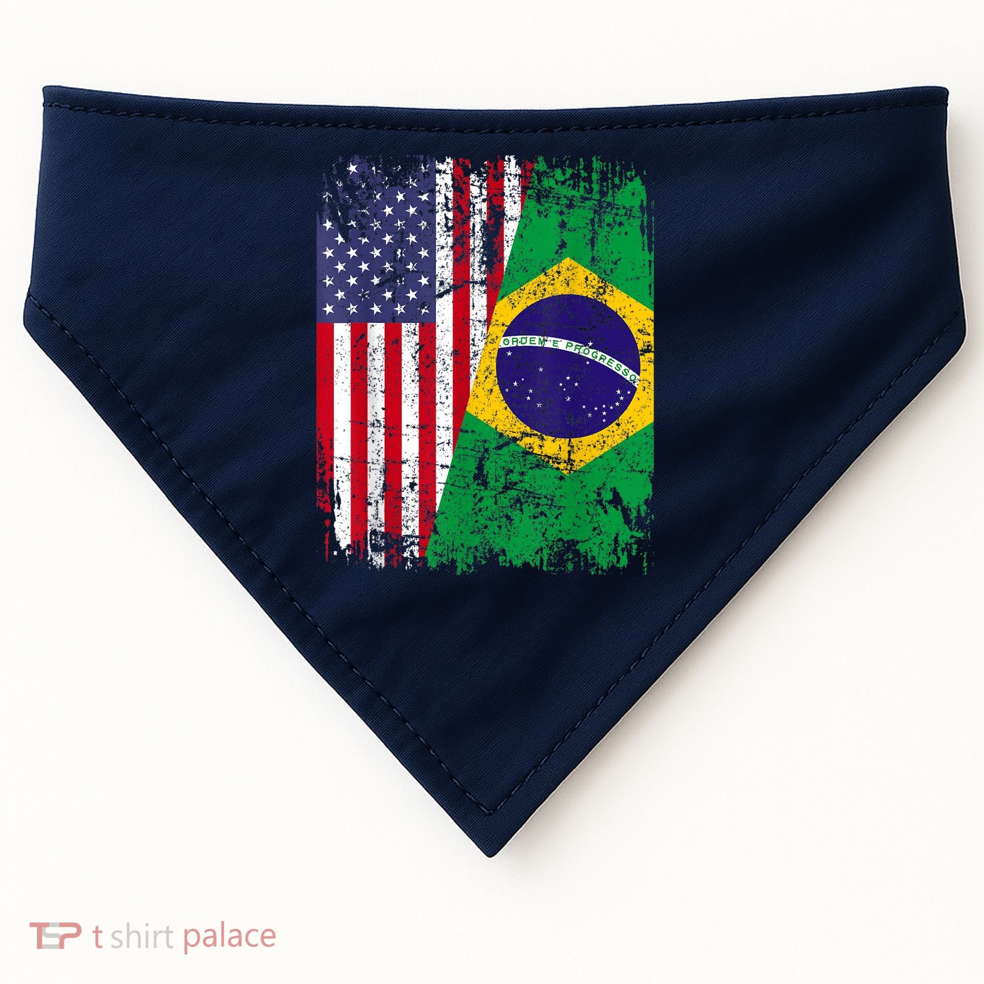 BRAZILIAN ROOTS | Half American Flag | BRAZIL USA-Made Doggie Bandana