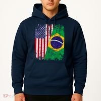 BRAZILIAN ROOTS | Half American Flag | BRAZIL Hoodie thumb 2