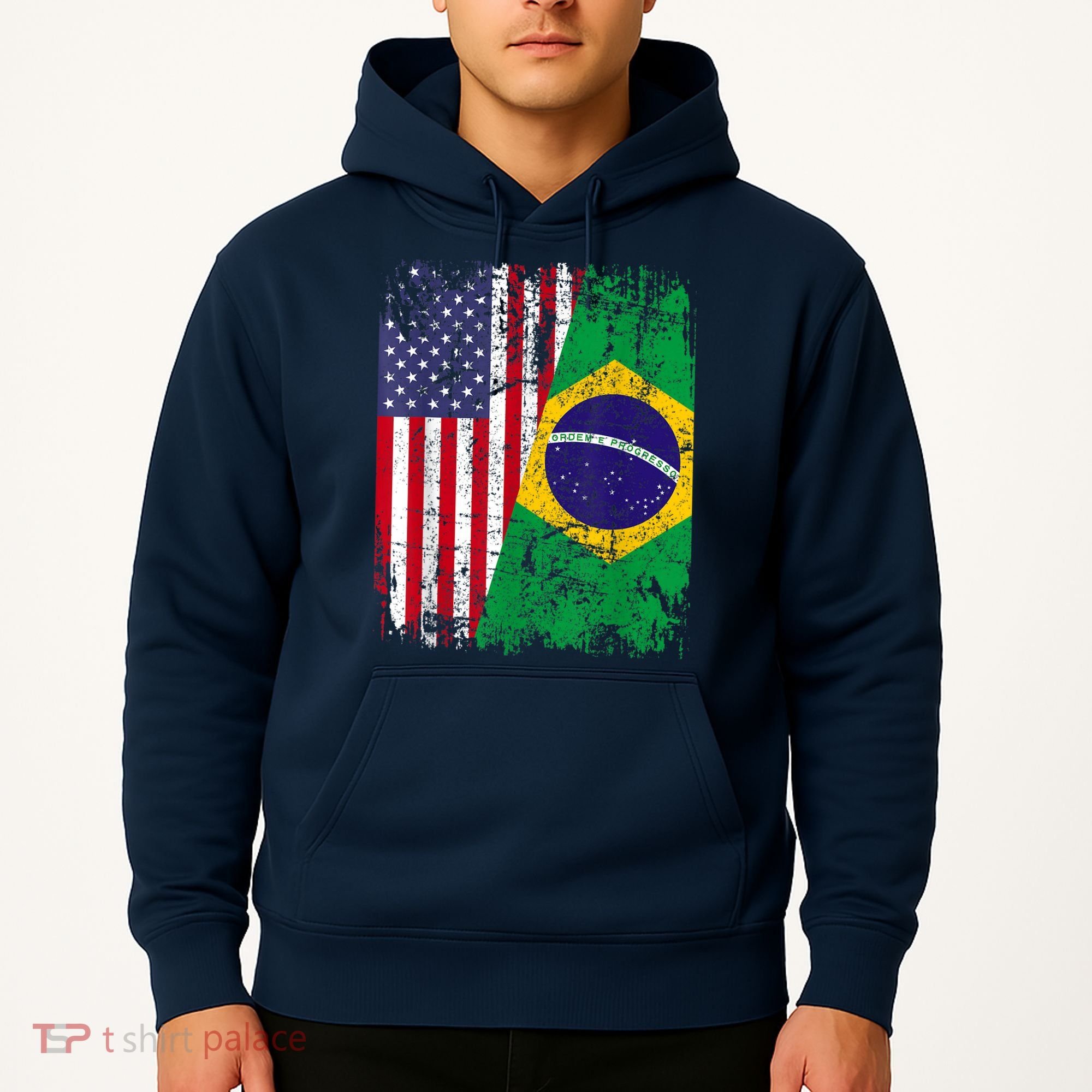 BRAZILIAN ROOTS | Half American Flag | BRAZIL Hoodie