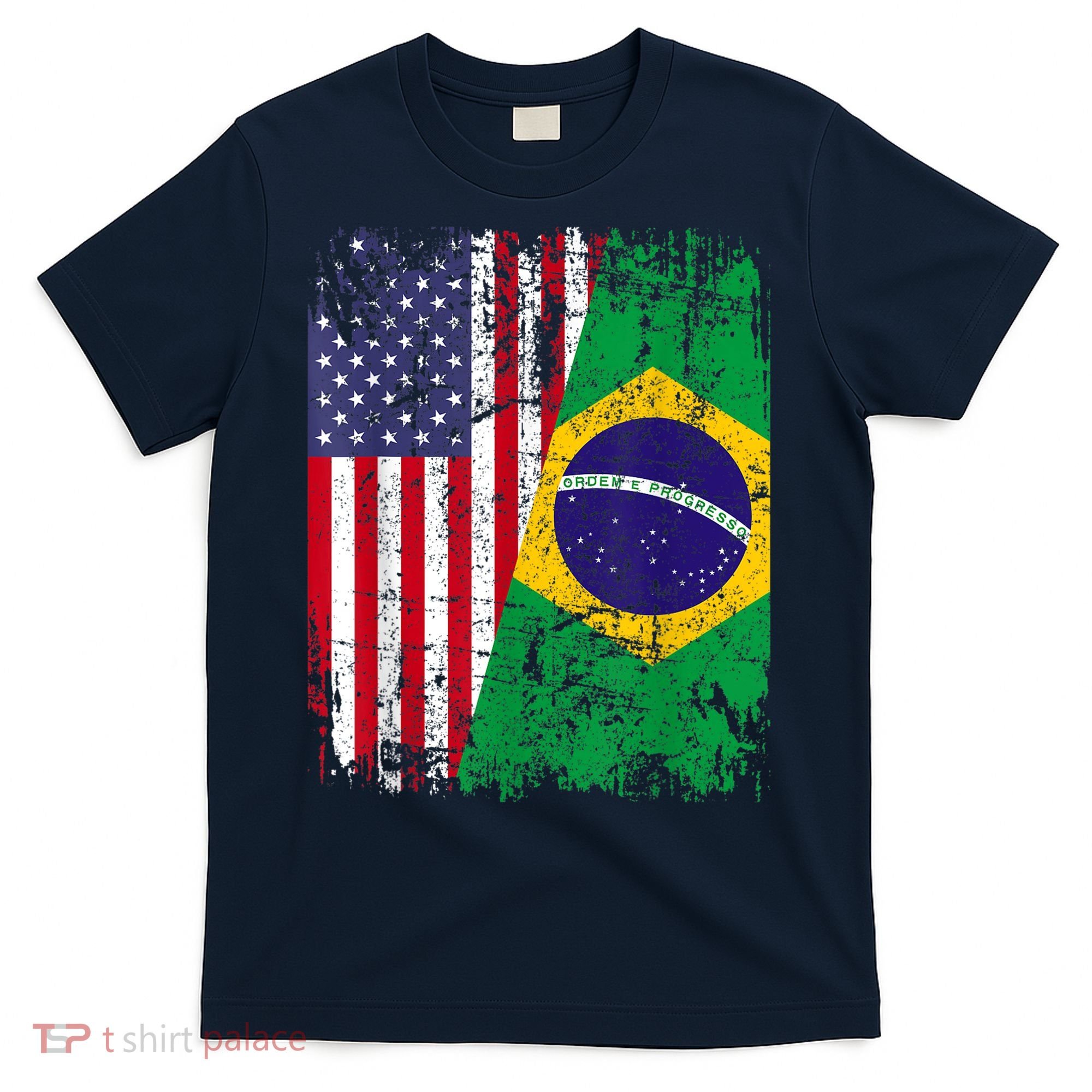 BRAZILIAN ROOTS | Half American Flag | BRAZIL T-Shirt