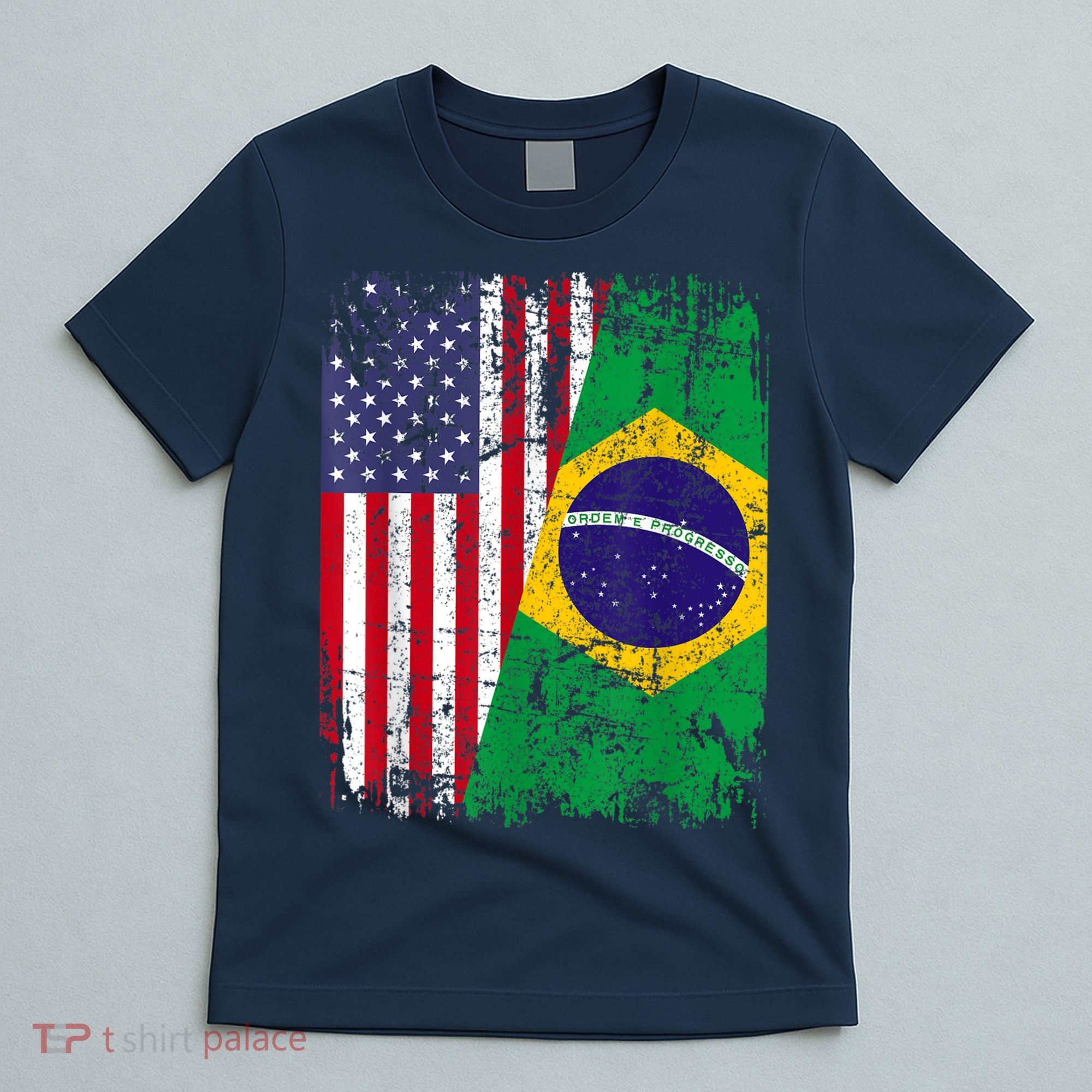BRAZILIAN ROOTS | Half American Flag | BRAZIL T-Shirt