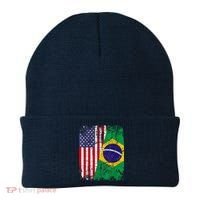 BRAZILIAN ROOTS | Half American Flag | BRAZIL Beanie thumb 0