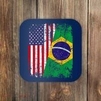 BRAZILIAN ROOTS | Half American Flag | BRAZIL Coaster thumb 0