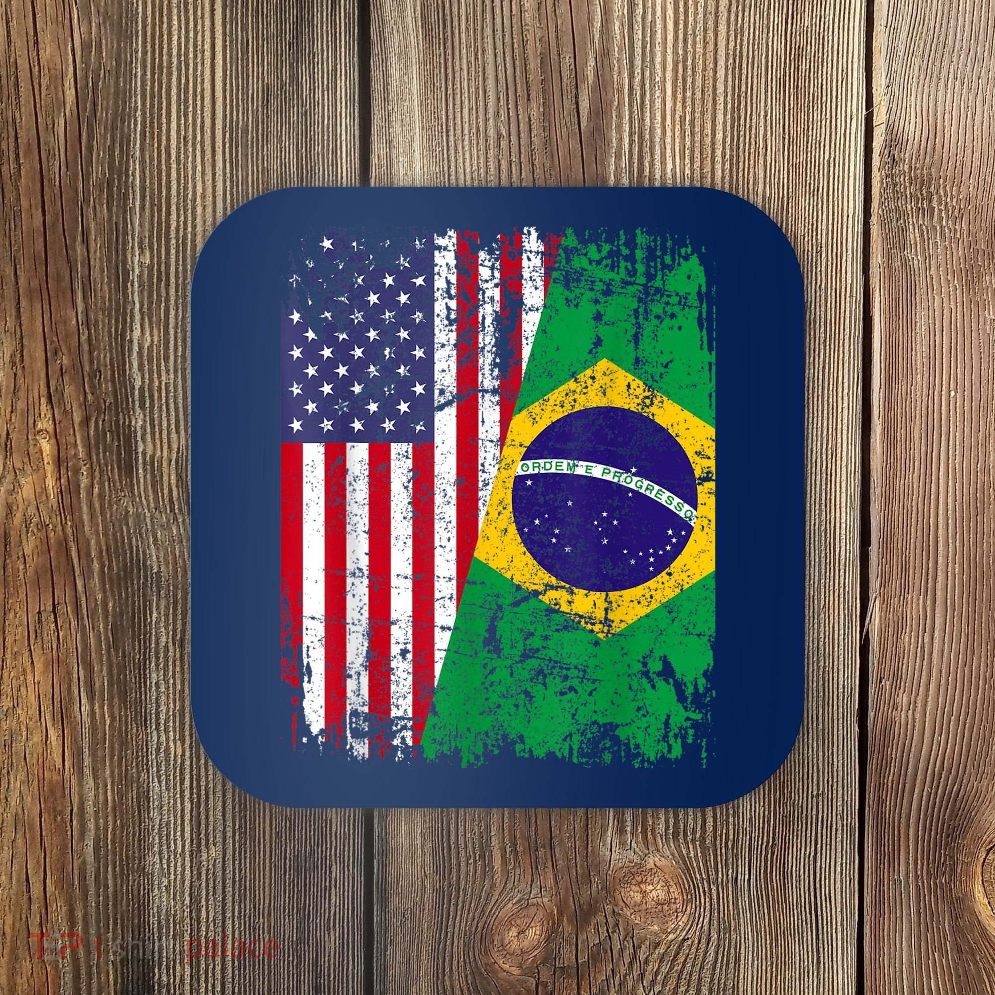 BRAZILIAN ROOTS | Half American Flag | BRAZIL Coaster