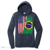 BRAZILIAN ROOTS | Half American Flag | BRAZIL Women's Hoodie thumb 0