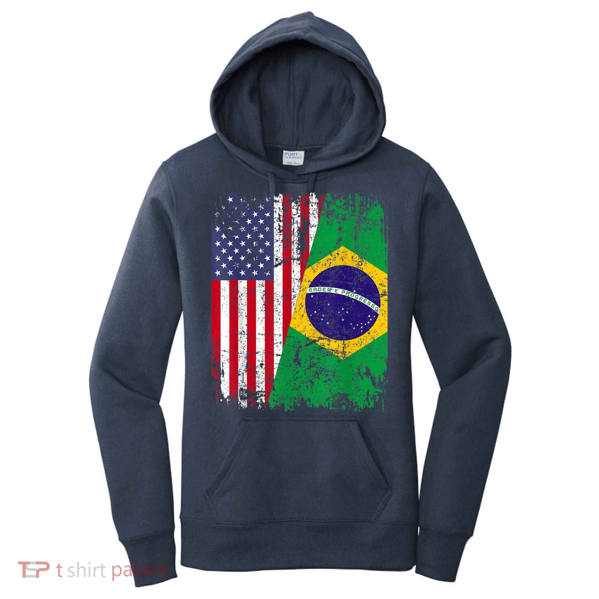 BRAZILIAN ROOTS | Half American Flag | BRAZIL Women's Hoodie