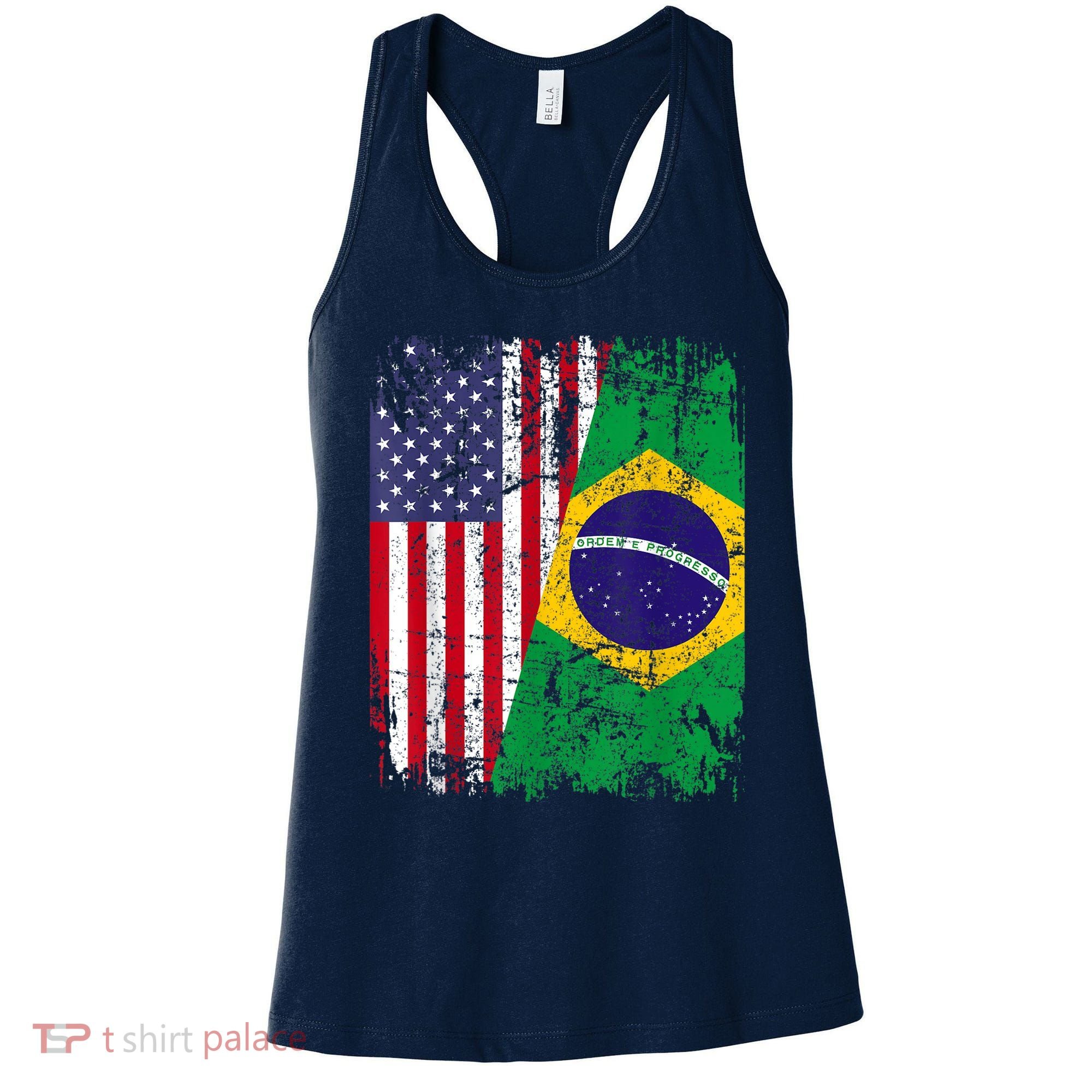 BRAZILIAN ROOTS | Half American Flag | BRAZIL Women's Tank Top