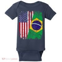 BRAZILIAN ROOTS | Half American Flag | BRAZIL Baby Bodysuit thumb 0