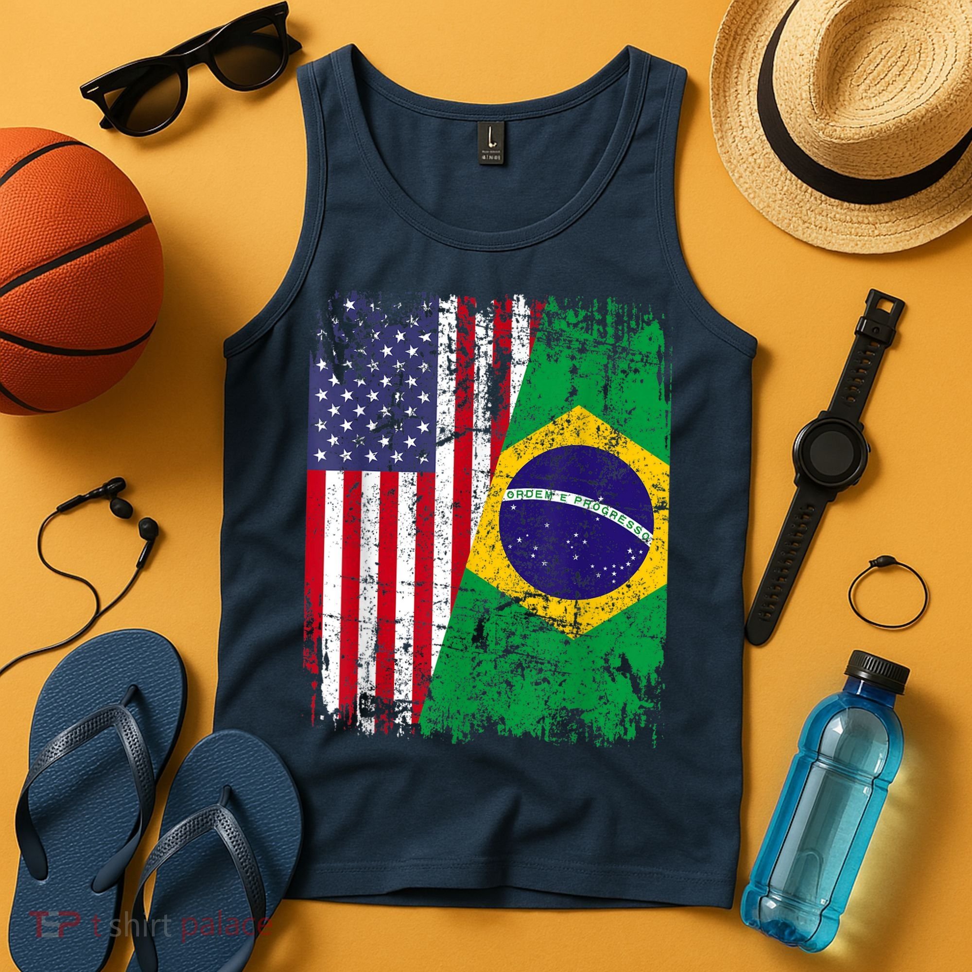 BRAZILIAN ROOTS | Half American Flag | BRAZIL Tank Top