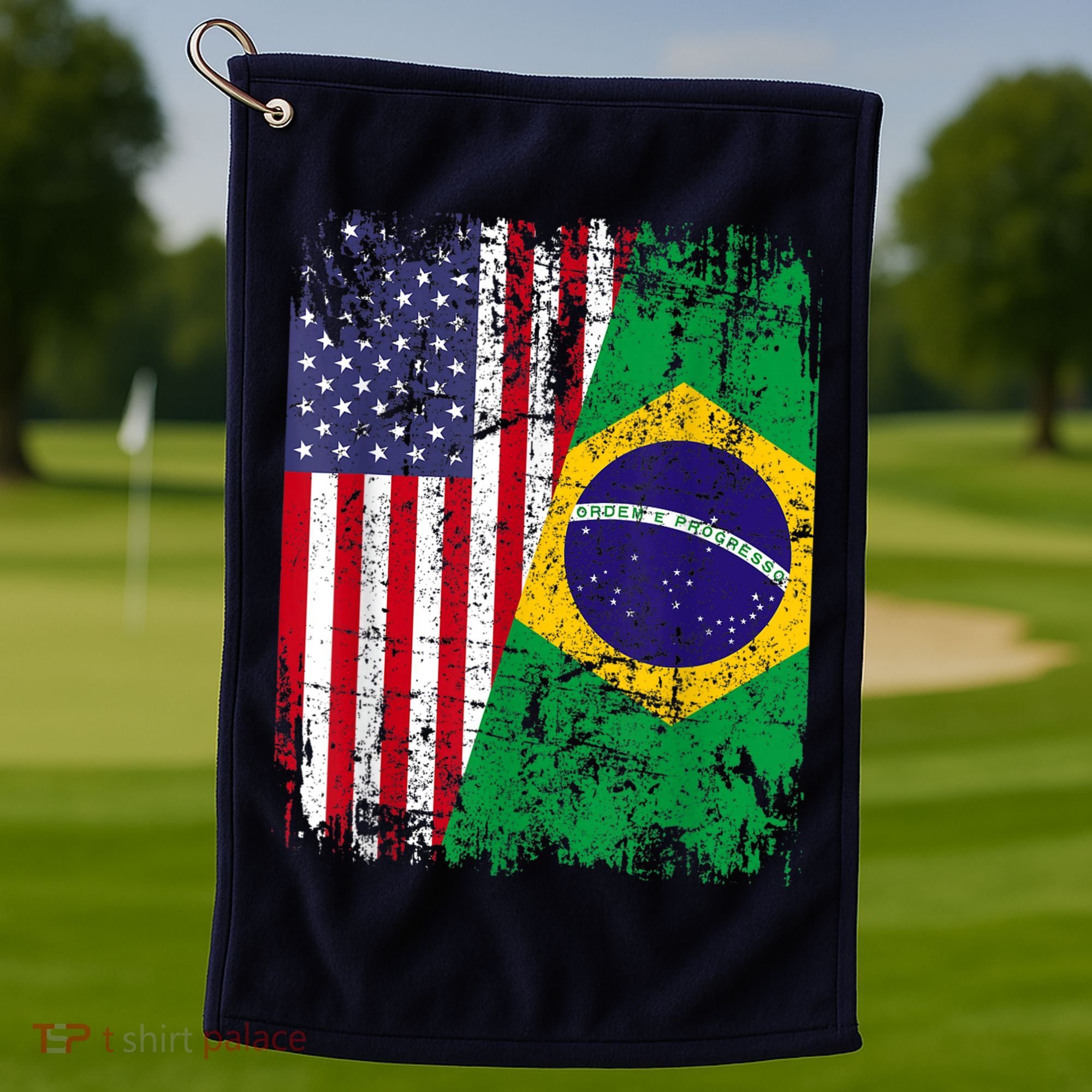 BRAZILIAN ROOTS | Half American Flag | BRAZIL Golf Towel