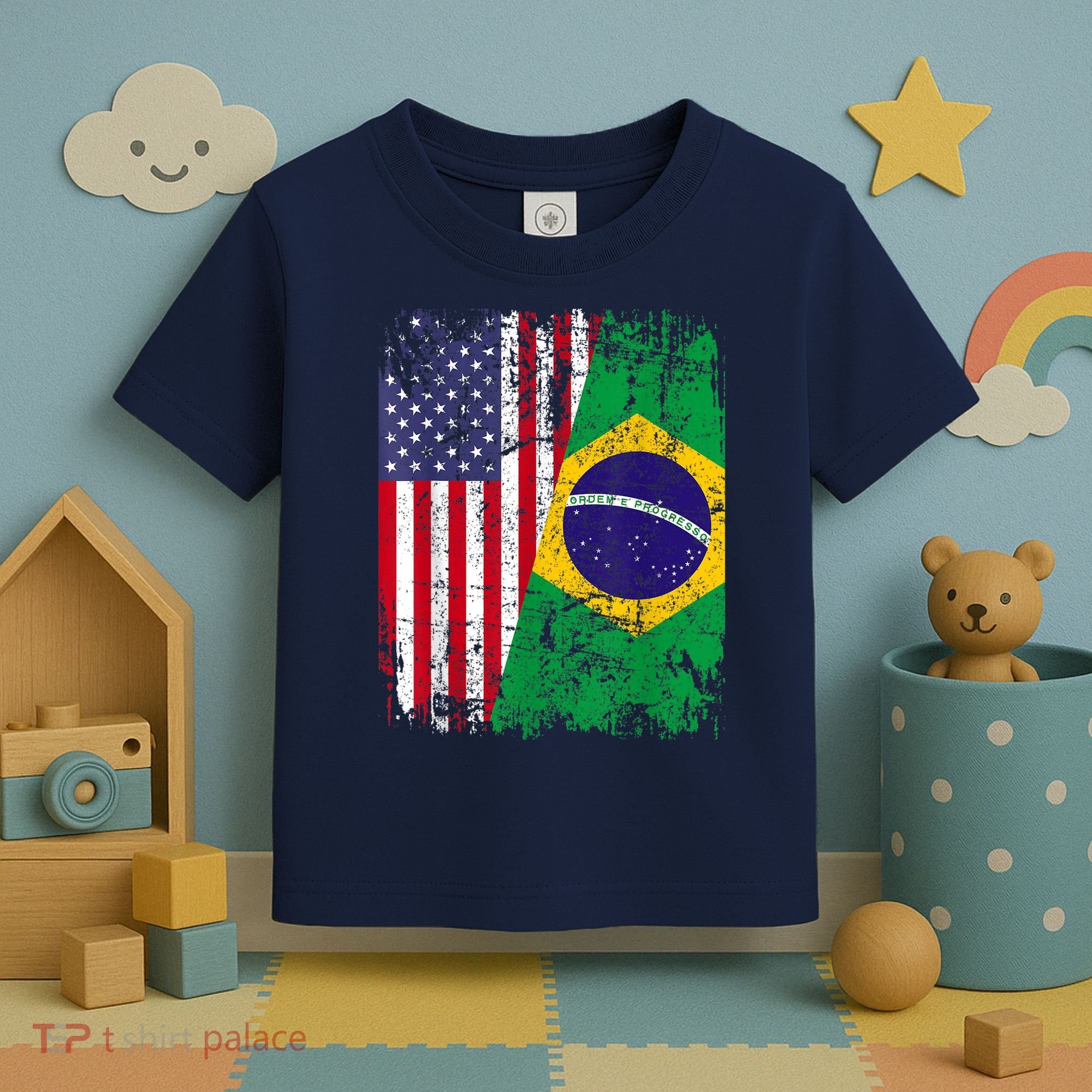BRAZILIAN ROOTS | Half American Flag | BRAZIL Toddler T-Shirt