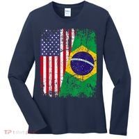 BRAZILIAN ROOTS | Half American Flag | BRAZIL Women's Long Sleeve Shirt thumb 0