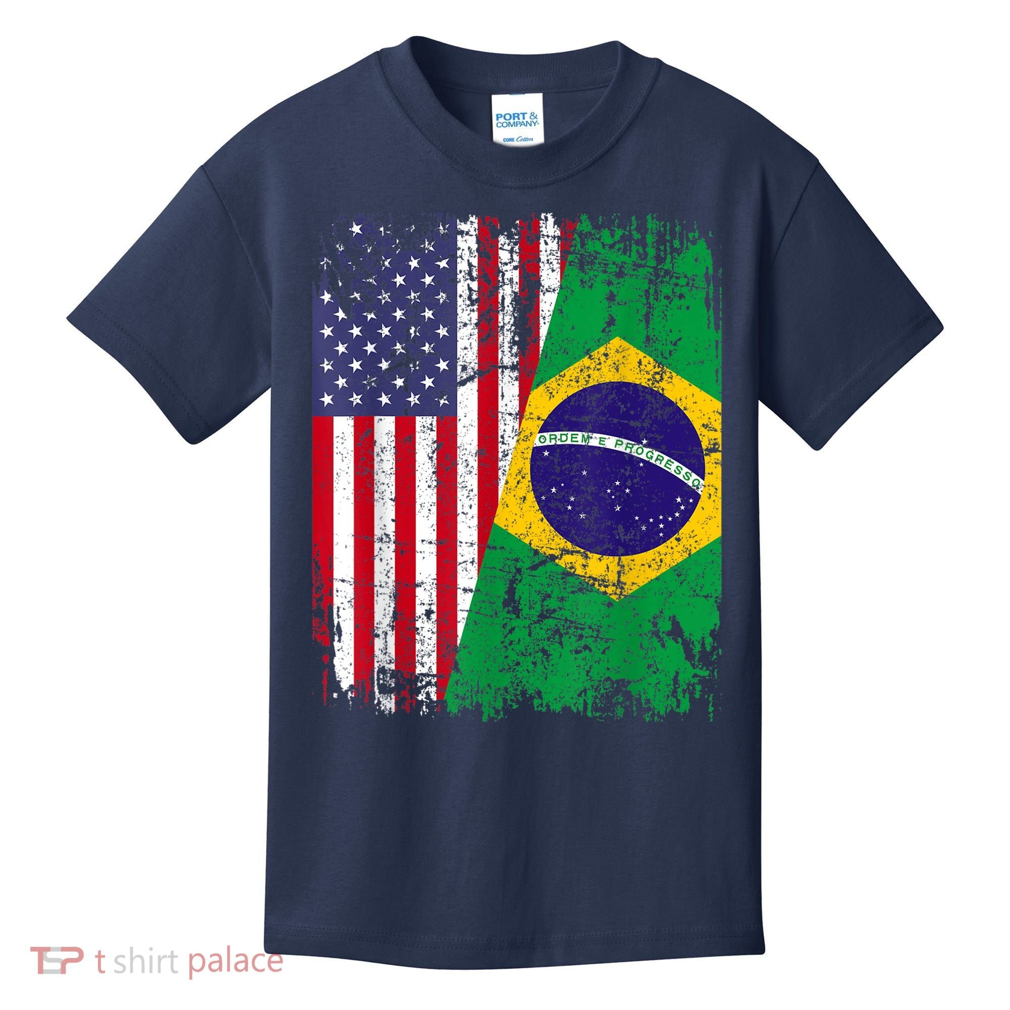 BRAZILIAN ROOTS | Half American Flag | BRAZIL Kids T-Shirt