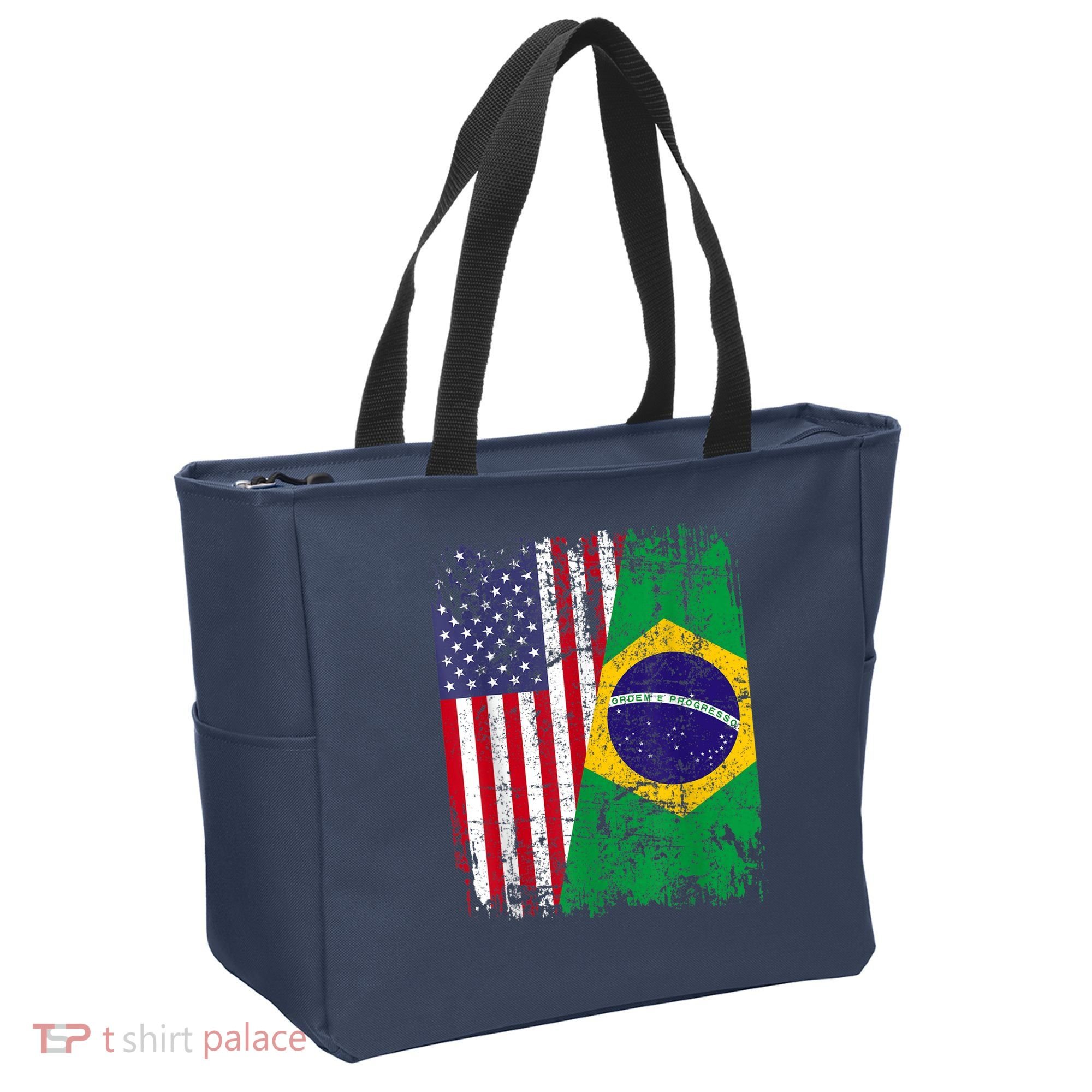 BRAZILIAN ROOTS | Half American Flag | BRAZIL Tote Bag