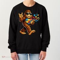 Bigfoot Rock Hand Autism Awareness Puzzle Women's Sweatshirt thumb 0