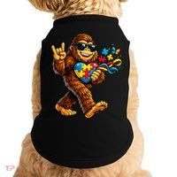 Bigfoot Rock Hand Autism Awareness Puzzle Doggie Tank thumb 0