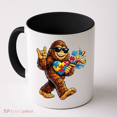 Bigfoot Rock Hand Autism Awareness Puzzle Coffee Mug