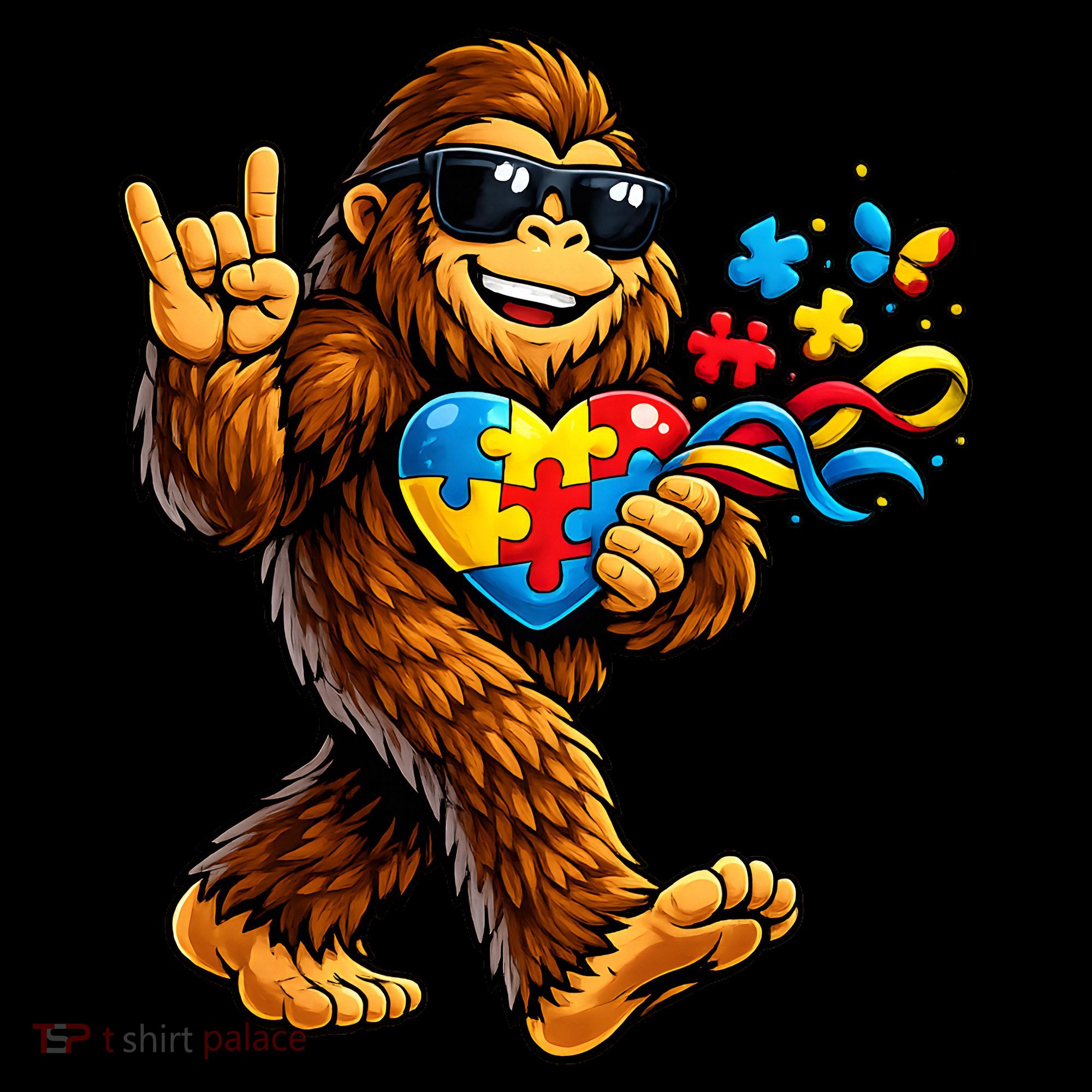 Bigfoot Rock Hand Autism Awareness Puzzle Coffee Mug
