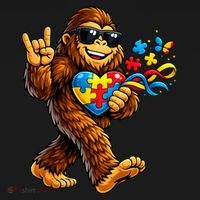 Bigfoot Rock Hand Autism Awareness Puzzle Women's Hoodie thumb 2
