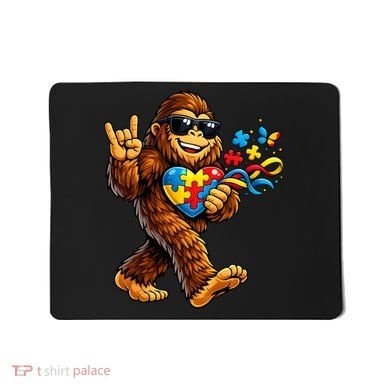 Bigfoot Rock Hand Autism Awareness Puzzle Mousepad