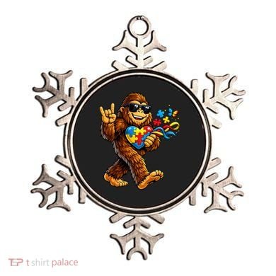 Bigfoot Rock Hand Autism Awareness Puzzle Ornament