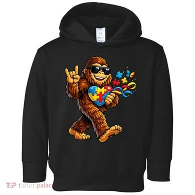Bigfoot Rock Hand Autism Awareness Puzzle Toddler Hoodie