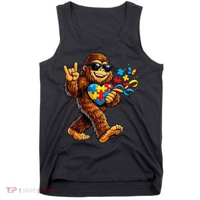 Bigfoot Rock Hand Autism Awareness Puzzle Tank Top