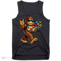 Bigfoot Rock Hand Autism Awareness Puzzle Tank Top thumb 0