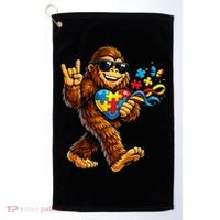Bigfoot Rock Hand Autism Awareness Puzzle Golf Towel thumb 0