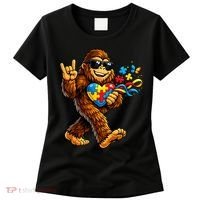 Bigfoot Rock Hand Autism Awareness Puzzle Women's T-Shirt thumb 0