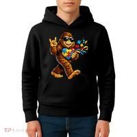 Bigfoot Rock Hand Autism Awareness Puzzle Kids Hoodie thumb 4