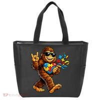 Bigfoot Rock Hand Autism Awareness Puzzle Tote Bag thumb 0