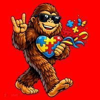 Bigfoot Rock Hand Autism Awareness Puzzle Santa Hat thumb 1
