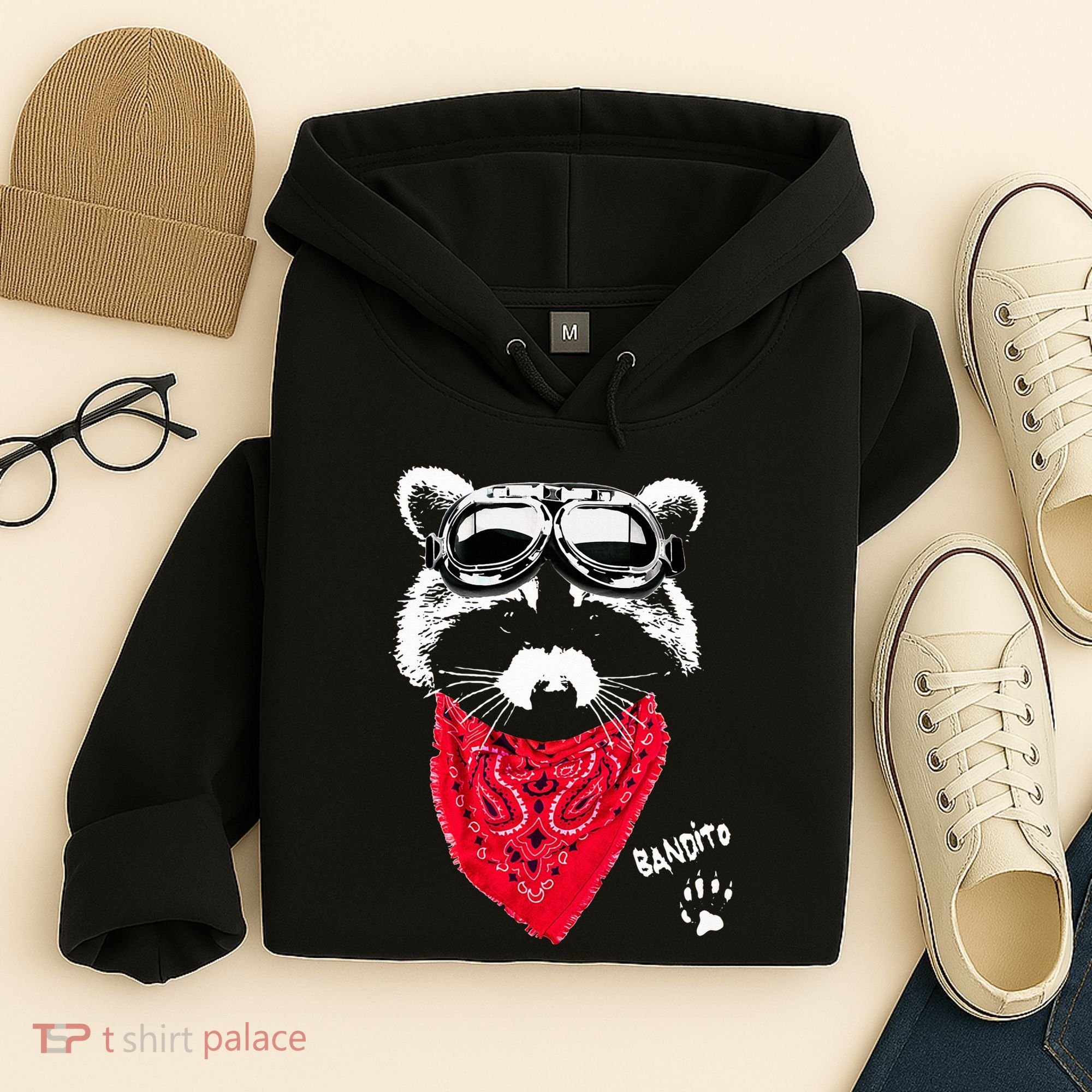 Bandito Raccoon In Red Scarf And Goggles Hoodie