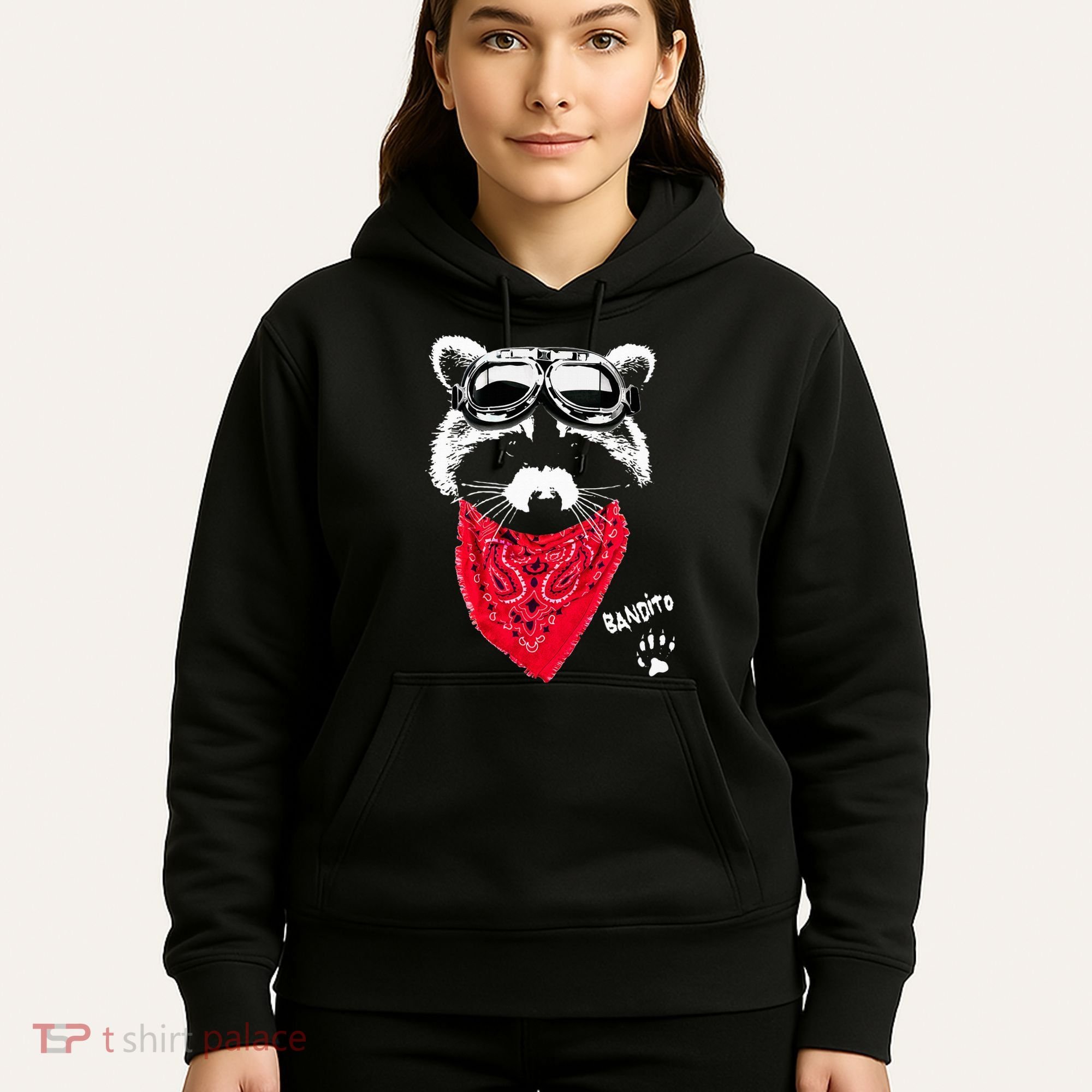 Bandito Raccoon In Red Scarf And Goggles Hoodie