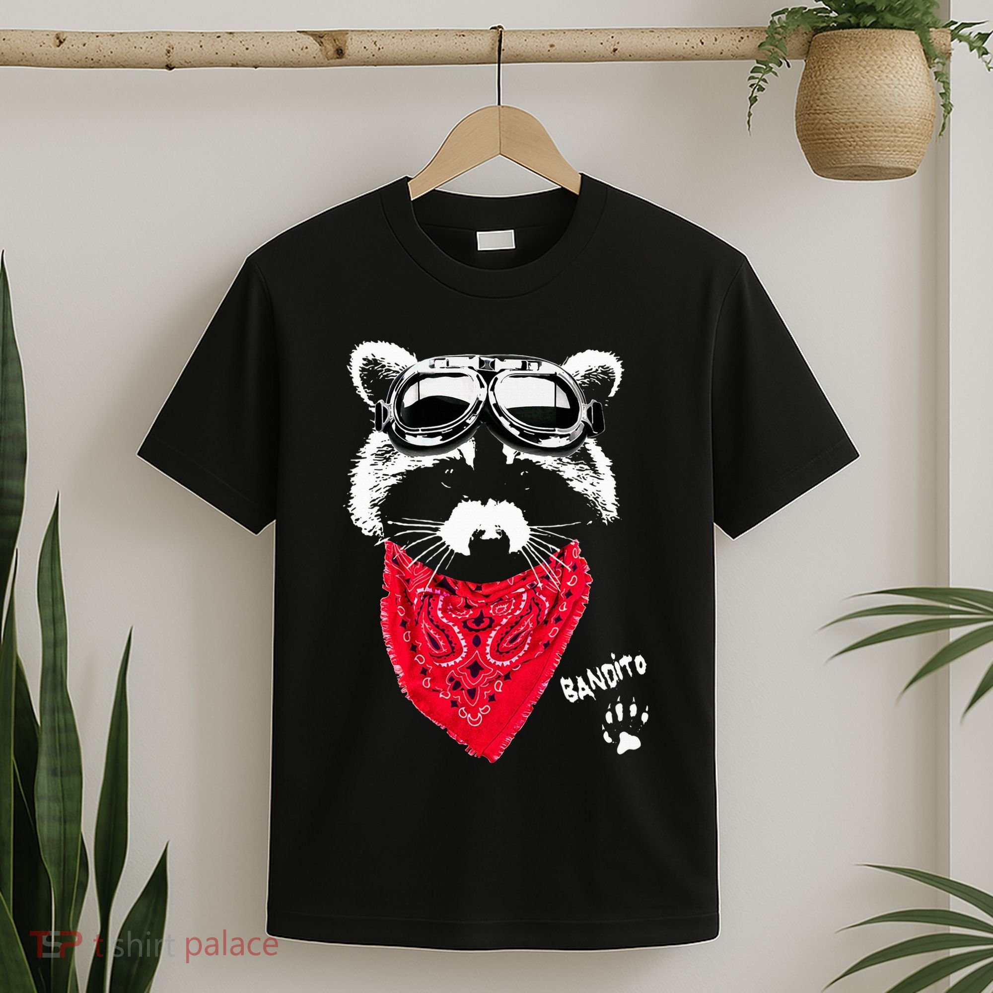 Bandito Raccoon In Red Scarf And Goggles T-Shirt
