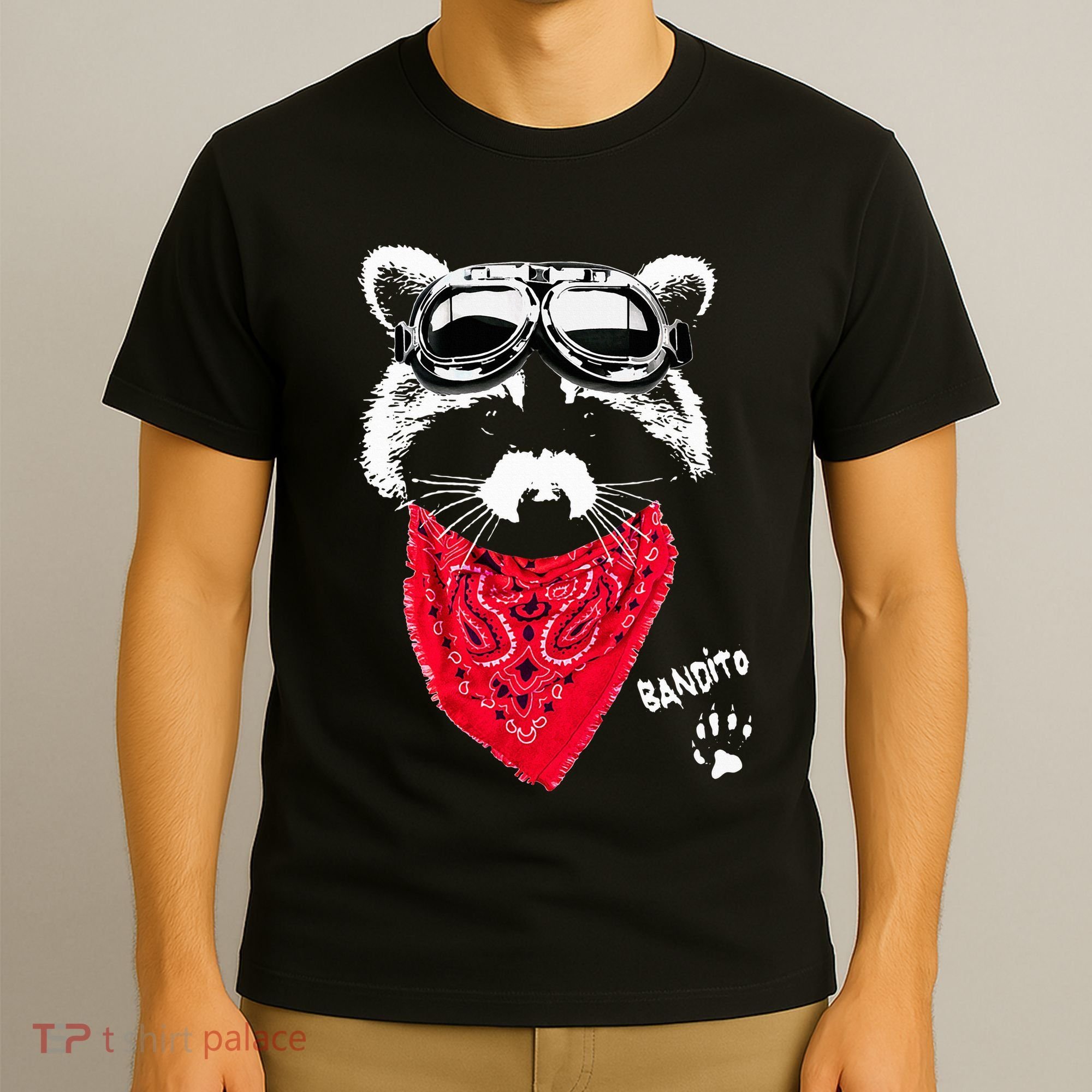 Bandito Raccoon In Red Scarf And Goggles T-Shirt