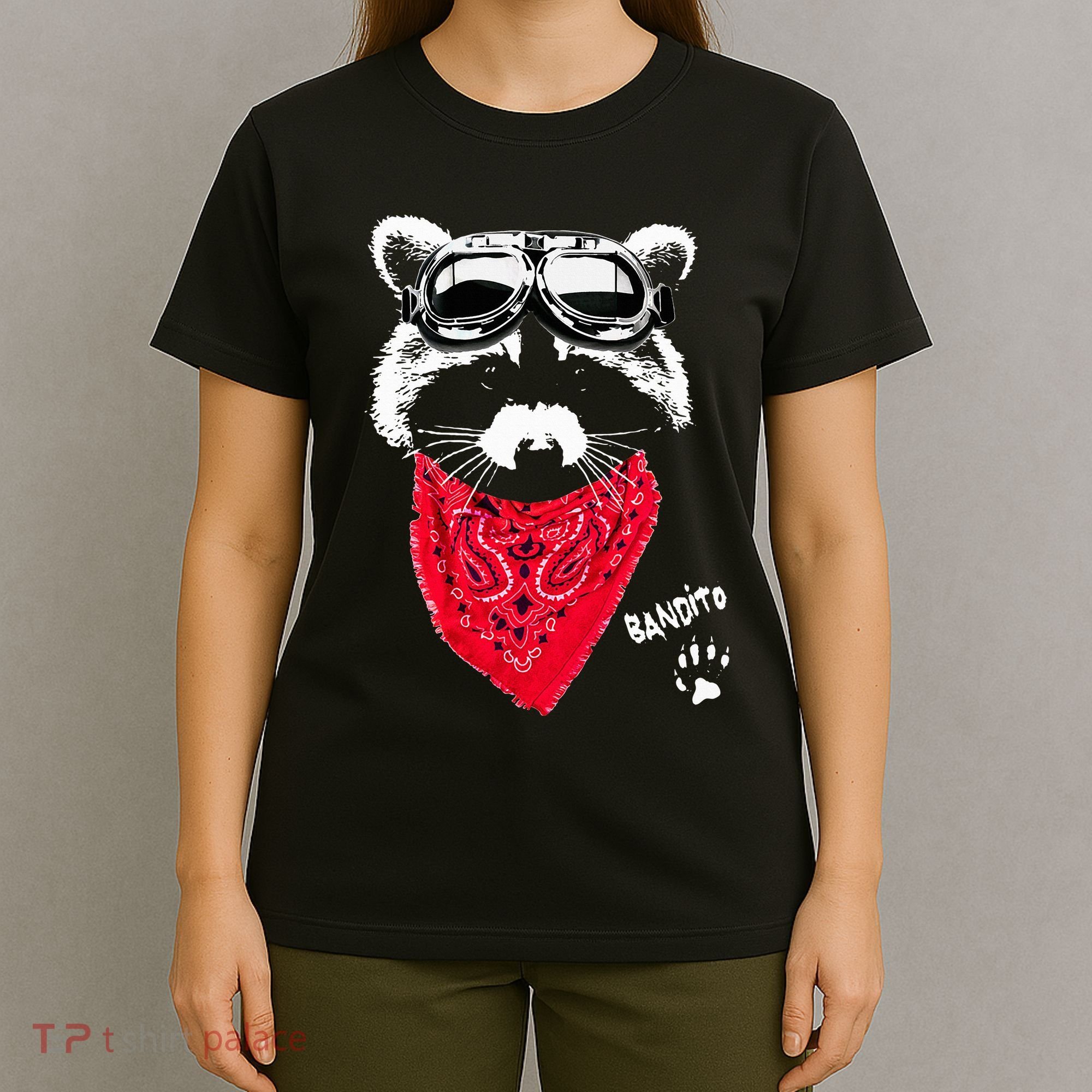 Bandito Raccoon In Red Scarf And Goggles T-Shirt