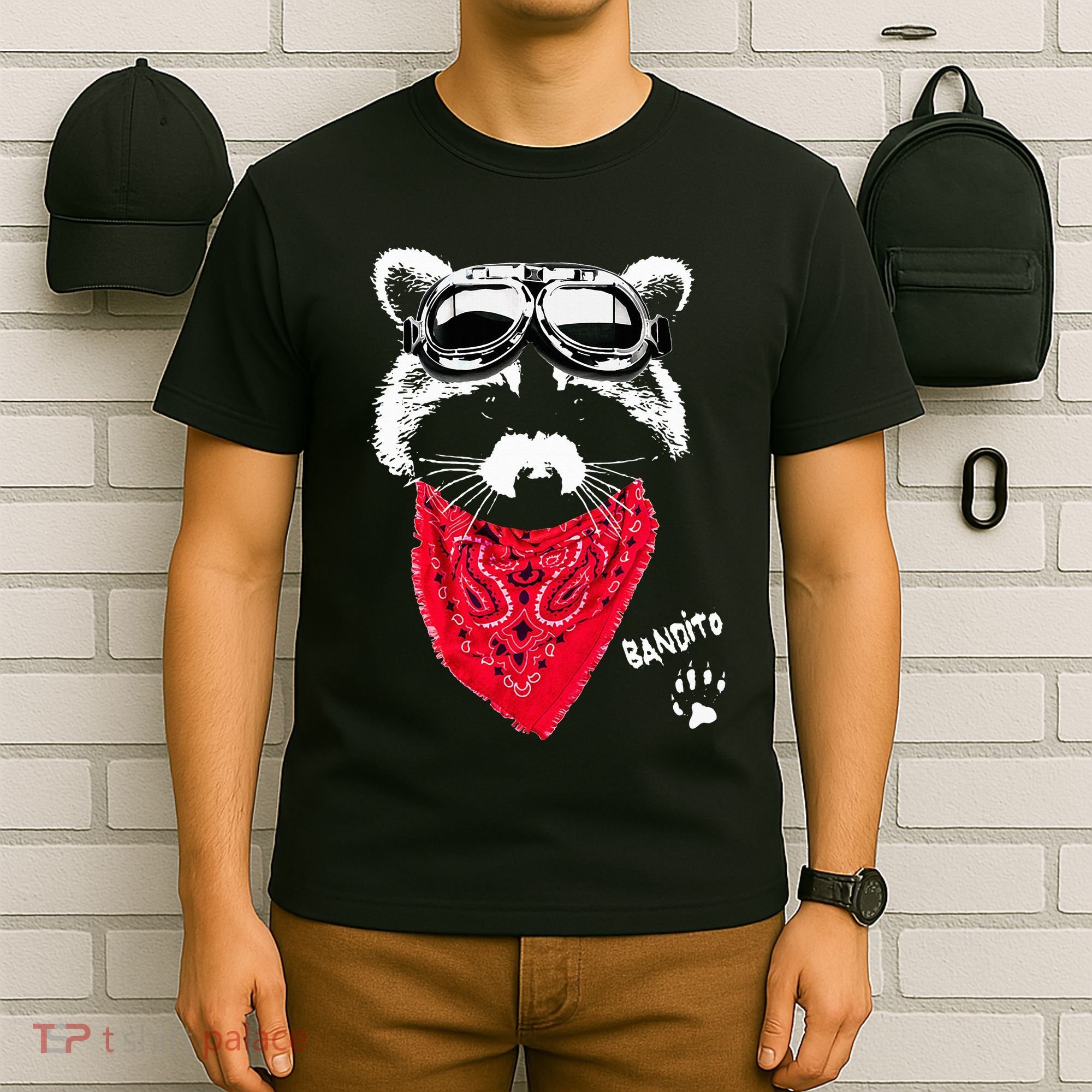 Bandito Raccoon In Red Scarf And Goggles T-Shirt