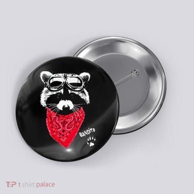 Bandito Raccoon In Red Scarf And Goggles Button