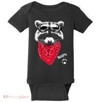 Bandito Raccoon In Red Scarf And Goggles Baby Bodysuit thumb 0