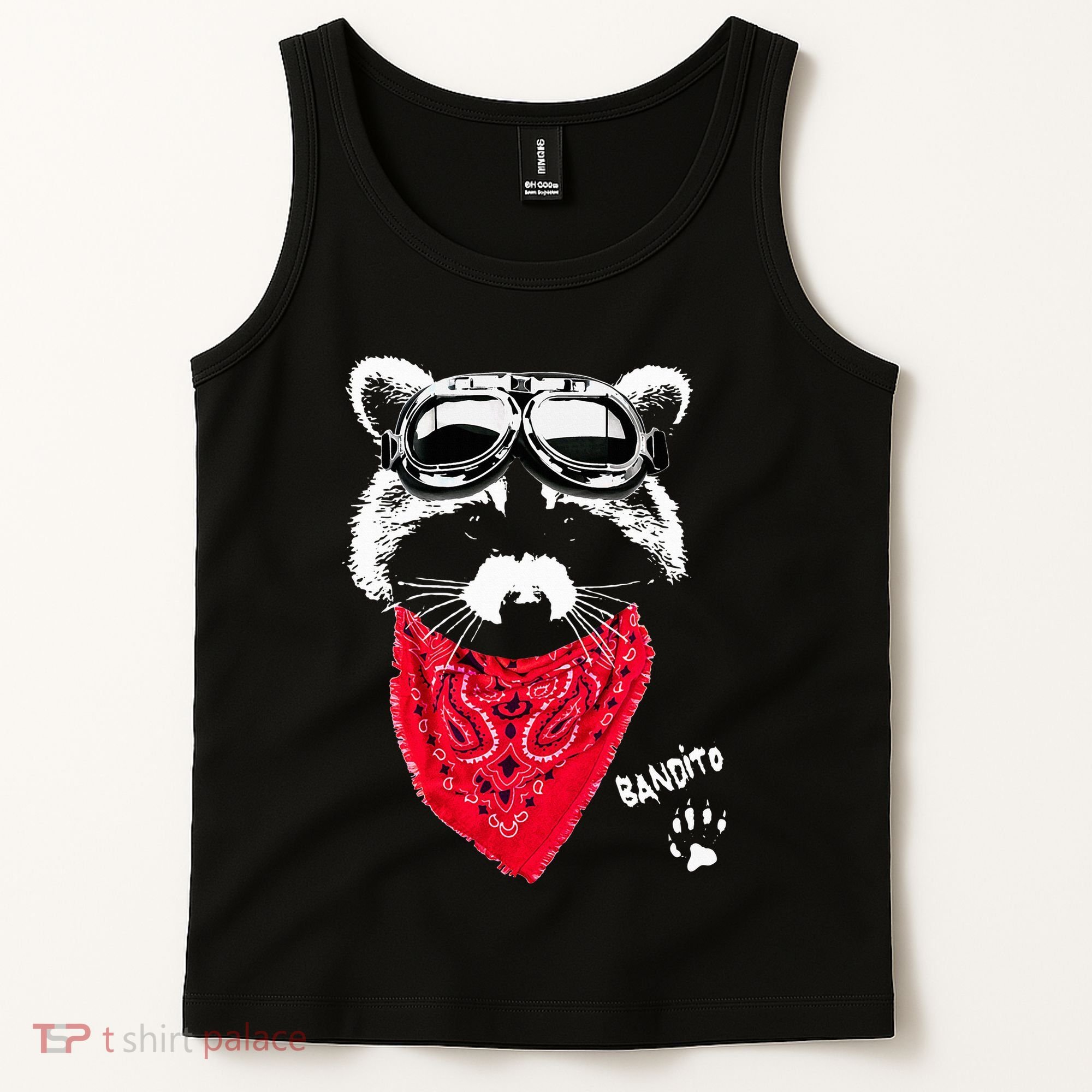 Bandito Raccoon In Red Scarf And Goggles Tank Top
