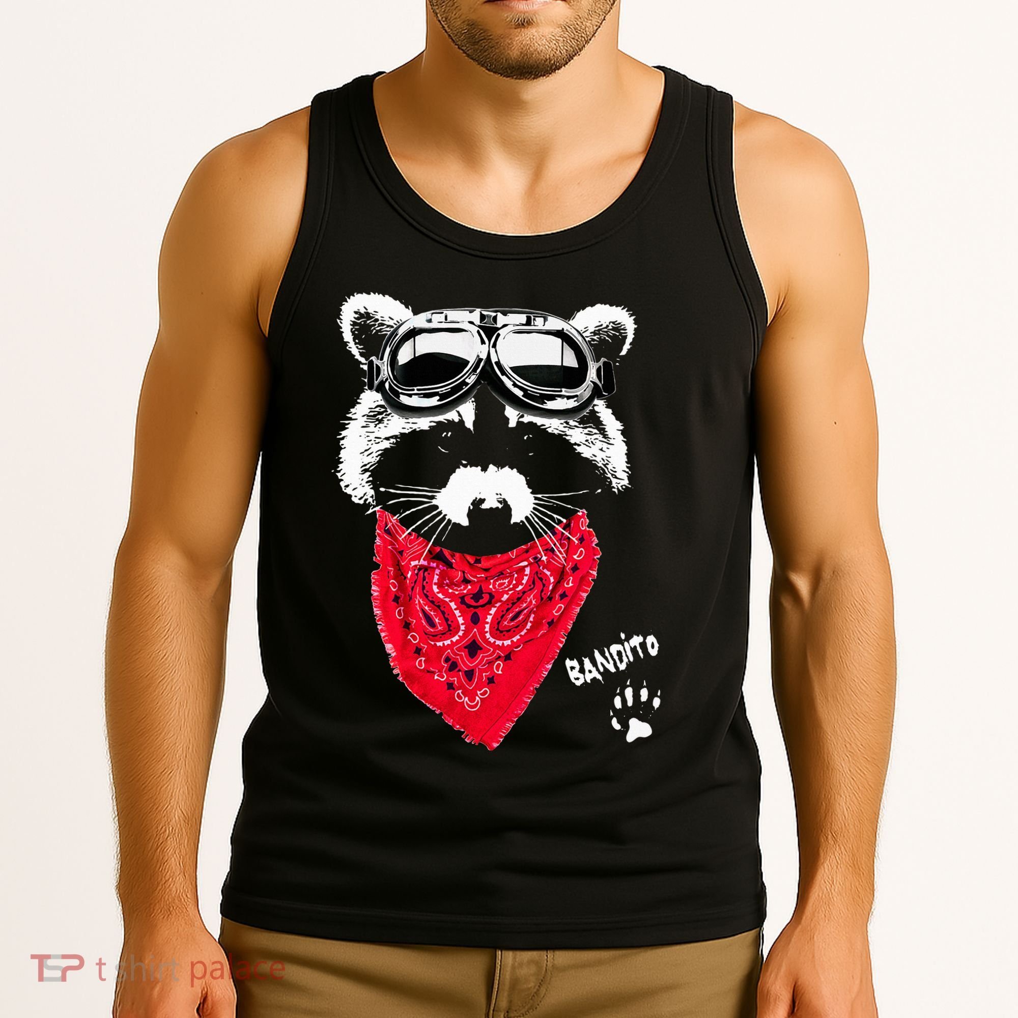 Bandito Raccoon In Red Scarf And Goggles Tank Top